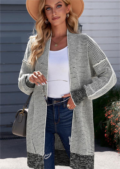 Color-Autumn Winter Women Clothing Mid Length Knitted Smocking Women Sweater Cardigan-Fancey Boutique