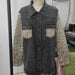Color-Ladies Design Cotton Leopard Print Denim Distressed Burr Collared Button Long Sleeve Shirt-Fancey Boutique