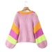 Color-Multi-Autumn Women Handmade Color Knitted Cardigan Sweater Coat-Fancey Boutique