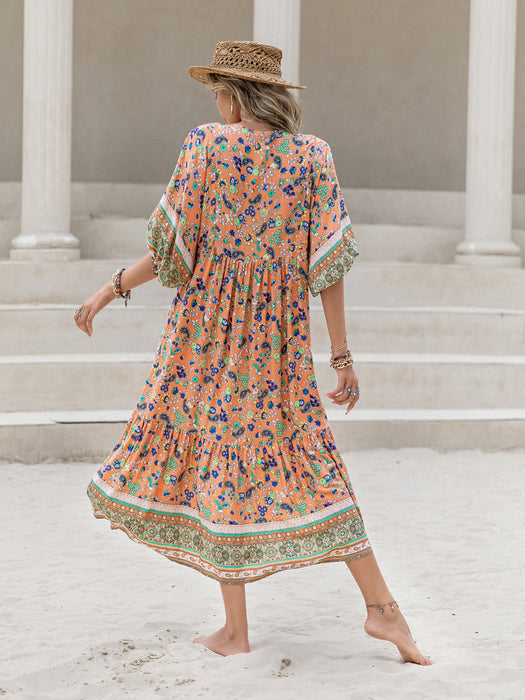Color-Bohemian Loose Vacation Printing Women Dress-Fancey Boutique