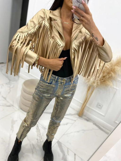 Color-Winter Personalized Tassel Metallic Jacket Jacket-Fancey Boutique