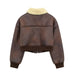 Color-Autumn Double Sided Faux Shearling Jacket Short Zipper Jacket-Fancey Boutique