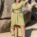 Color-Plus Size Green Polyester Cropped Outfit Beach Casual Women Skirt Outfit-Fancey Boutique