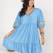 Color-Plus Size Women Clothing Dress V neck Dress-Fancey Boutique