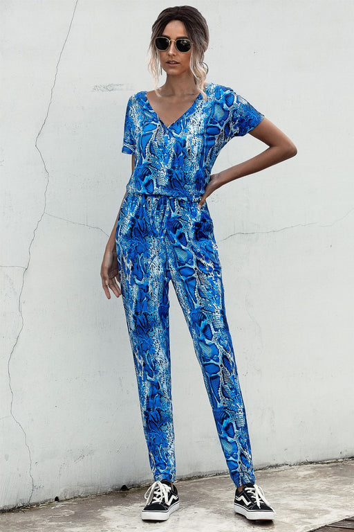 Color-Summer Women Clothing V neck Leopard Print Printed Jumpsuit-Fancey Boutique