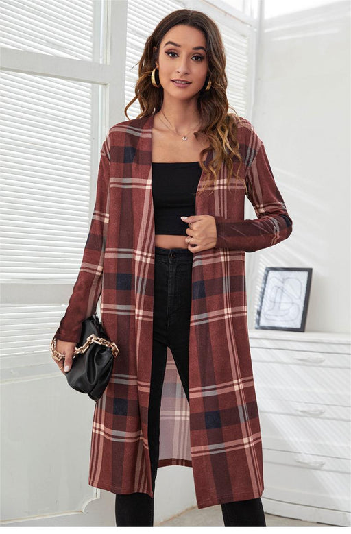 Color-Autumn Winter Plaid Leopard Knitted Printed Cardigan Coat-Fancey Boutique