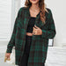 Color-Casual Button Pocket Plaid Printed Loose Shacket-Fancey Boutique