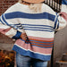Color-Autumn Winter Women Loose Pullover Patchwork Thick Knitwear Striped Sweater-Fancey Boutique