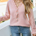 Color-Autumn Winter Sweater Button Ruffle V neck Knitwear for Women-Fancey Boutique