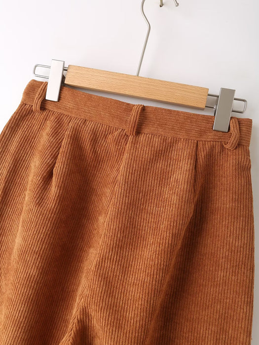 Color-Fall Women Long leeved Corduroy Belt Shirt-Fancey Boutique