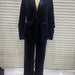 Color-Women Clothing Solid Color Long Sleeve Velvet Pleated Blazer Velvet Trousers Suit-Fancey Boutique