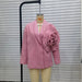 Color-Winter Fashionable Western Three Dimensional Floral Decoration All Match Pink Woolen Blazer Women-Fancey Boutique