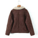 Color-Women Clothing Autumn Winter Retro Lamb Wool Collared Loose Casual Warm Jacket-Fancey Boutique