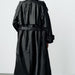 Color-Women Clothing Spring Autumn Black Long with Belt All Match Faux Leather Trench Coat-Fancey Boutique