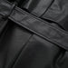 Color-Women Clothing Spring Autumn Black Long with Belt All Match Faux Leather Trench Coat-Fancey Boutique