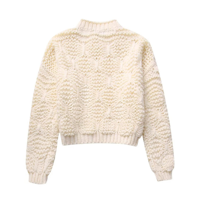 Color-Autumn Women Street round Neck Texture Long Sleeve Sweater-Fancey Boutique