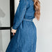 Color-Autumn Winter Elegant Women Coat Lambswool Collared Quilted Cotton Lining Lace up Double Pocket Denim Trench Coat-Fancey Boutique