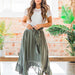 Color-Washed Slub Cotton Lace Up Elastic High Waist Irregular Asymmetric Patchwork Easy Matching Casual Large Swing Skirt-Fancey Boutique