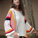 Color-Autumn Winter Sweater Popular Loose Patchwork Knitting Rainbow Women Top-Fancey Boutique