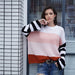 Color-Autumn Winter Women Color Splicing Knitwear Pullover Office Loose Sweater Women-Fancey Boutique