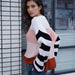 Color-Autumn Winter Women Color Splicing Knitwear Pullover Office Loose Sweater Women-Fancey Boutique