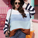 Color-Autumn Winter Women Color Splicing Knitwear Pullover Office Loose Sweater Women-Fancey Boutique