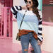 Color-Autumn Winter Women Color Splicing Knitwear Pullover Office Loose Sweater Women-Fancey Boutique