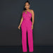 Color-Solid Color Jumpsuit Slim Fit One Shoulder Wide Leg Pants Women-Fancey Boutique