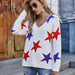 Color-Autumn Winter Five Pointed Star Sweater Geometric Abstract Pullover Loose Office Office Sweater Women-Fancey Boutique