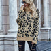 Color-Autumn Winter Leopard Print Sweater Loose Office Office Pullover Turtleneck Sweater Women-Fancey Boutique
