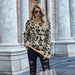 Color-Autumn Winter Leopard Print Sweater Loose Office Office Pullover Turtleneck Sweater Women-Fancey Boutique