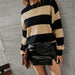 Color-Winter Striped Personality plus Size Pullover Slimming Knitwear Sweater Bottoming Shirt Women-Fancey Boutique