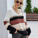 Color-Autumn Winter Online Influencer Pullover Patchwork V neck plus Size Knitwear Sweater-Fancey Boutique