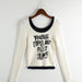 Color-Autumn Sexy Terry Scoop Contrast Color Letter Graphic Printing Knitted T shirt-Fancey Boutique