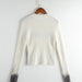 Color-Autumn round Neck Letter Graphic Slim Fit Short Long Sleeve Zipper Women Knitwear Top-Fancey Boutique