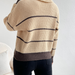 Color-Casual Striped Contrast Color Top High Necked All Matching Casual Sweater Loose Sweater-Fancey Boutique