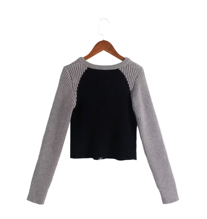 Color-Autumn Casual Urban Slim Fit Slimming round Tie Long Sleeve Zipper Sweater-Fancey Boutique