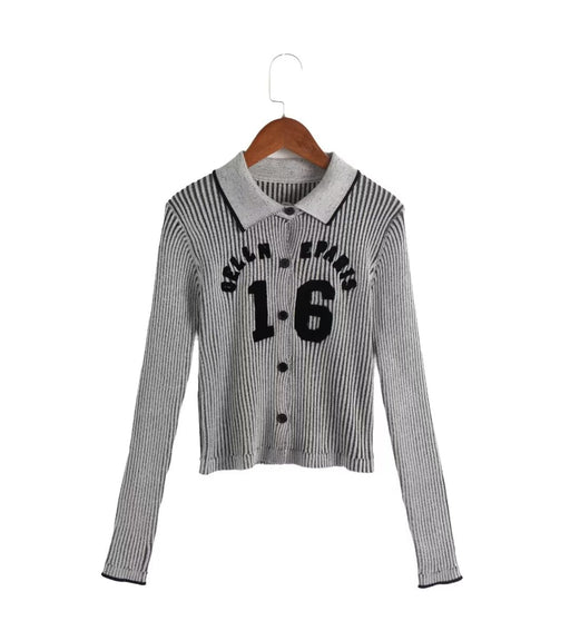 Color-Autumn Korean Casual Urban Elegant Slim Fit Slimming Chest Printed Long Sleeve Sweater-Fancey Boutique
