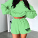 Color-Autumn Winter Solid Color Letter Graphic Print Sweatshirt Women Loose Shorts Set-Fancey Boutique