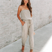 Color-Ladies Sexy Bandeau Washed Worn Lace up Jumpsuit-Fancey Boutique