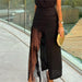 Color-Women Black Decorated Tassel Linen Skirt-Fancey Boutique