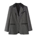 Color-Autumn Women Herringbone Oblique Solid Color Loose Blazer Women-Fancey Boutique