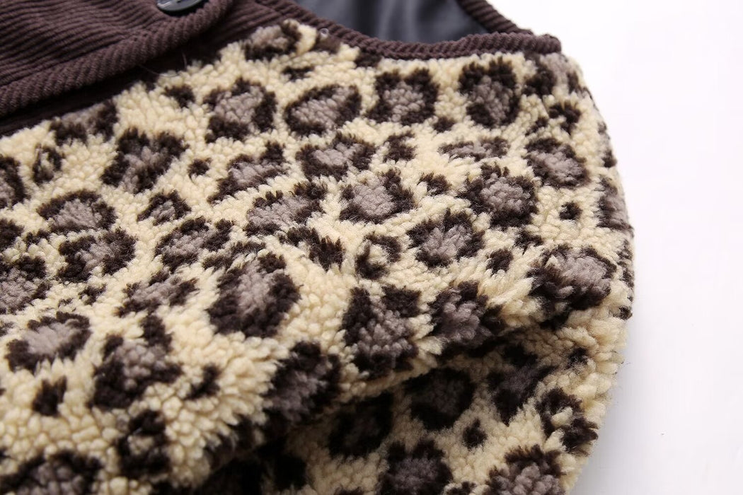 Color-Autumn Casual Leopard Print Round Neck Loose Casual Jacket Coat-Fancey Boutique