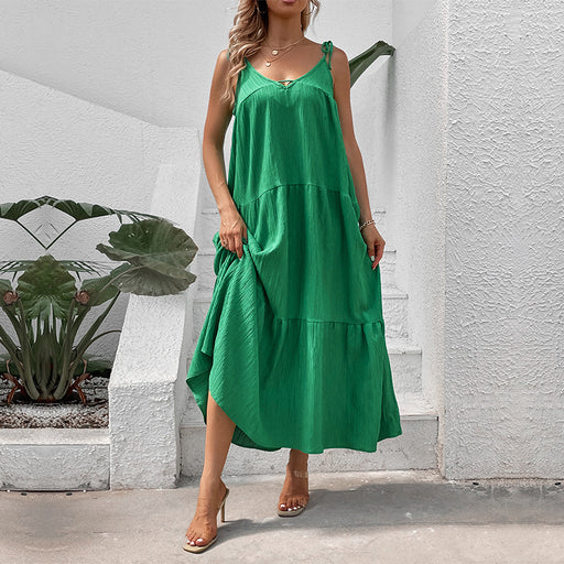 Color-Women Solid Color Sling Dress Summer-Fancey Boutique