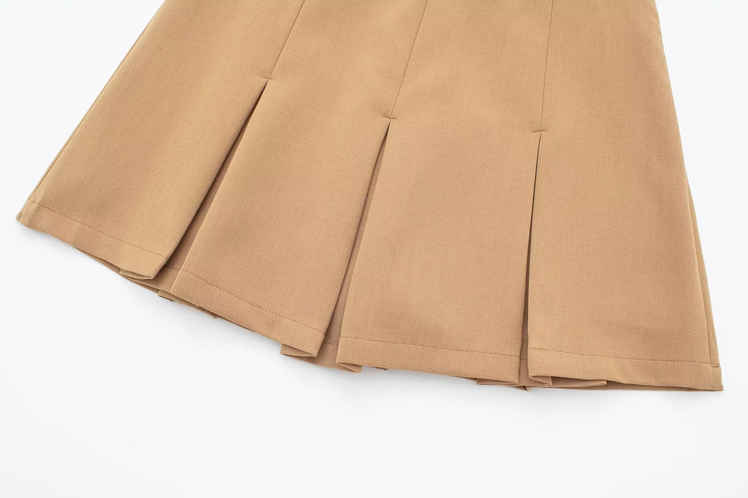 Color-Women Clothing Sexy High Waist Slimming Wide Pleated Pantskirt Mini Skirt-Fancey Boutique