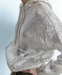 Color-Winter Women Clothing Metallic Coated Fabric Metal Hoodie Knitted-Fancey Boutique