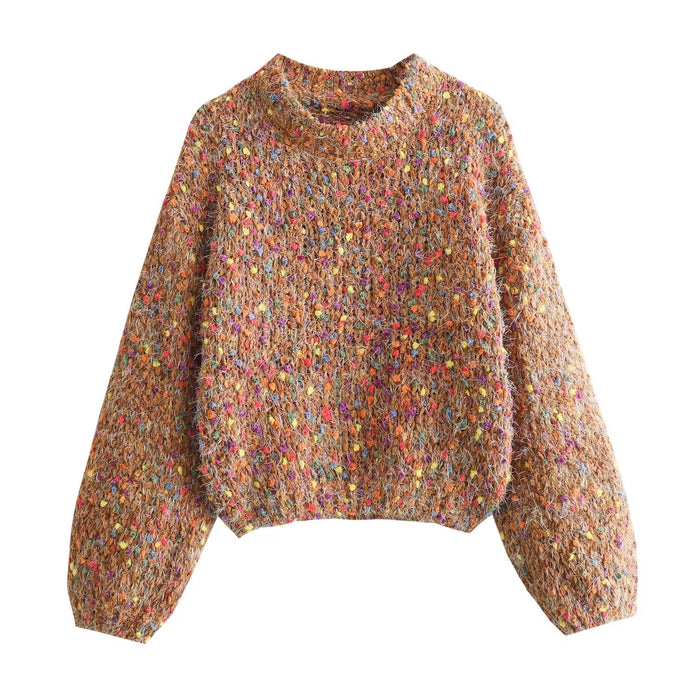 Color-Special Interest Design Girl Colorful Pullover Autumn Winter Loose Advanced Soft Glutinous Idle Cable Knit Sweater-Fancey Boutique