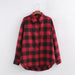 Color-Autumn Black Red Plaid Long Sleeved Shirt Women Loose Casual Oversize Coat-Fancey Boutique