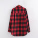 Color-Autumn Black Red Plaid Long Sleeved Shirt Women Loose Casual Oversize Coat-Fancey Boutique