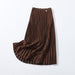 Color-Winter Mid Length Elastic Waist Woolen Pleated Skirt Skirt Women-Fancey Boutique